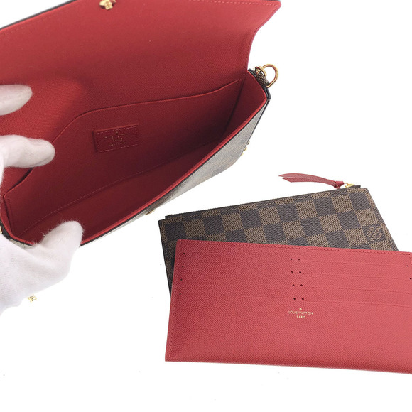 Louis Vuitton Pochette Damier Ebene Chain Wallet Brown Shoulder Bag - Picture 5 of 7